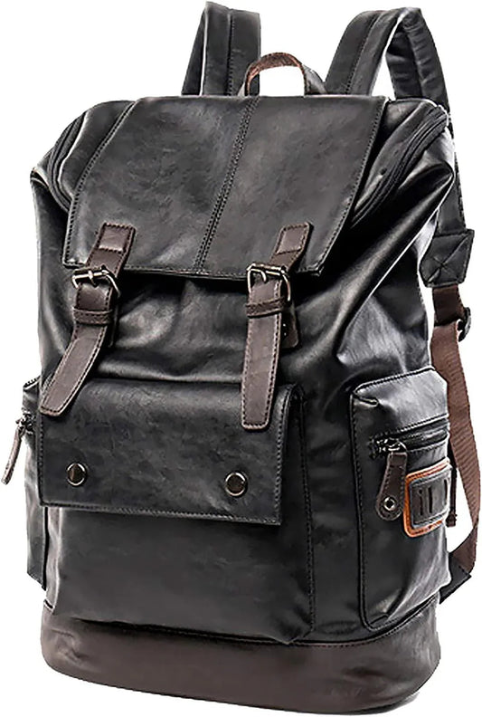 Premium PU Leather Laptop Rucksack – Water-Resistant 15″ Professional Pack