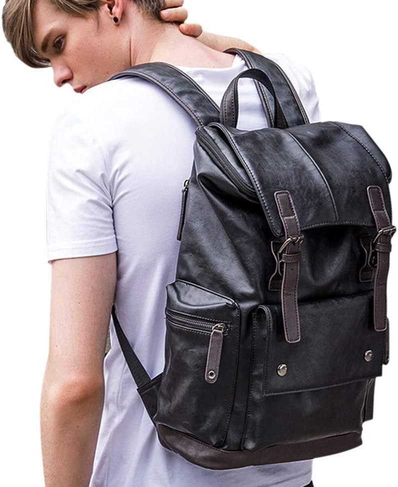 Premium PU Leather Laptop Rucksack – Water-Resistant 15″ Professional Pack
