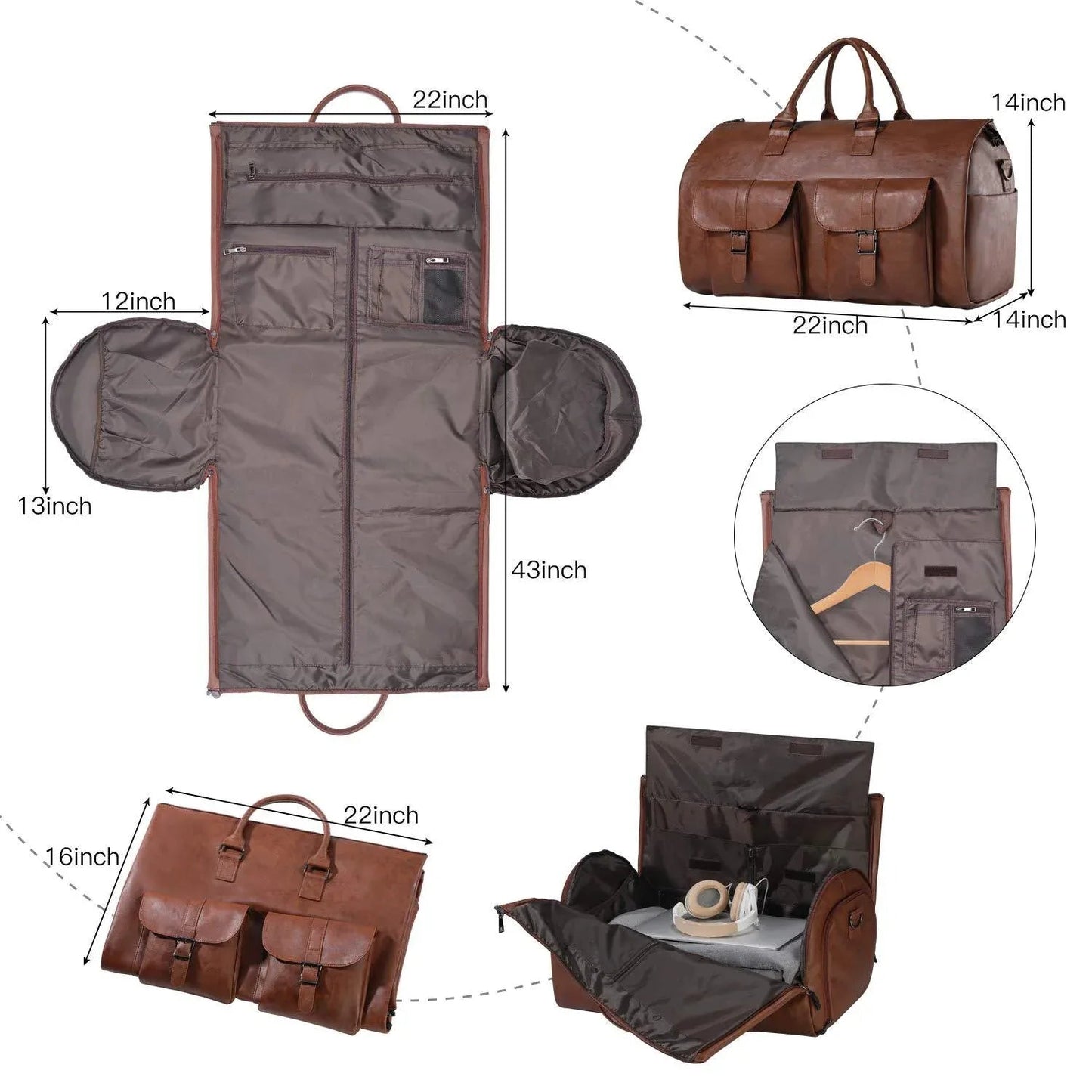 Pure Leather Duffel Bag – Classic 22″ Travel Weekender