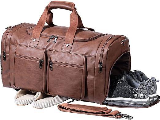Waterproof Leather Large Carry-On Bag – 52L Vintage Vegan Duffel