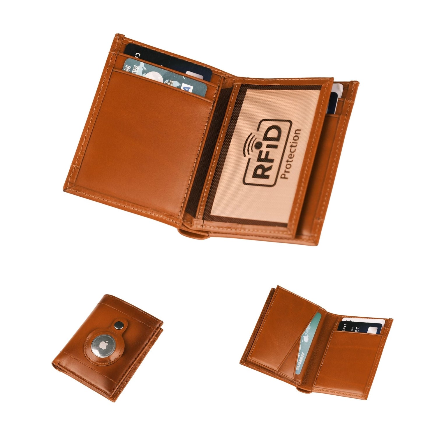 Glendo Apple AirTag Slot Leather Wallet, Handcrafted, Unisex