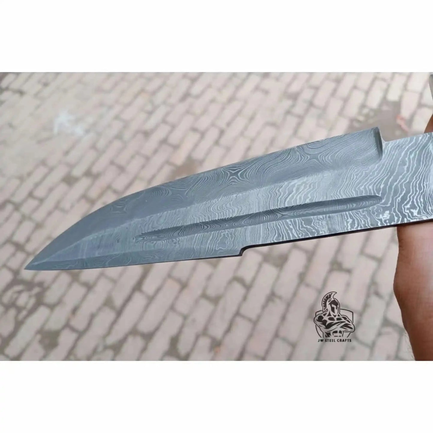 Handmade Coffin Handle Clip Point Bowie Knife Damascus Steel Blade Red Resin Handle Custom Fixed Blade JW SteelCrafts