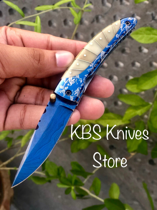 Damascus Steel Edc Folding Knife