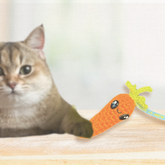 Handmade Catnip Toy | Lulu the Carrot Chunkle Puff Infused with Miracle Nip Botanicals