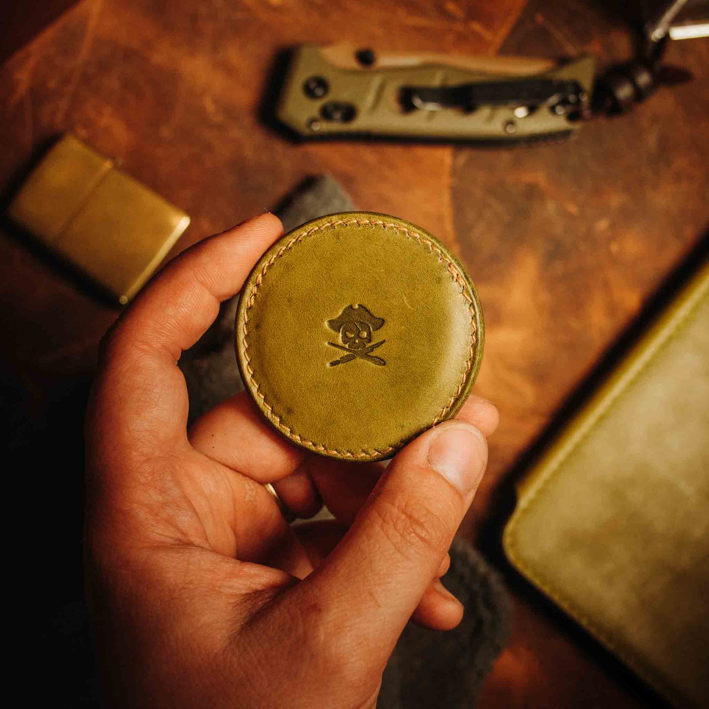 Round Coin Holder - Peso Pocket v2 | Challenge Coin Case | Handcrafted Leather