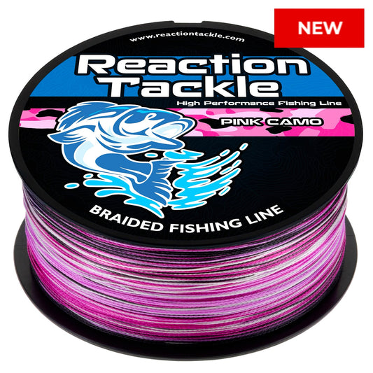 Reaction Tackle Braided Fishing Line - Pink Camo - NEW