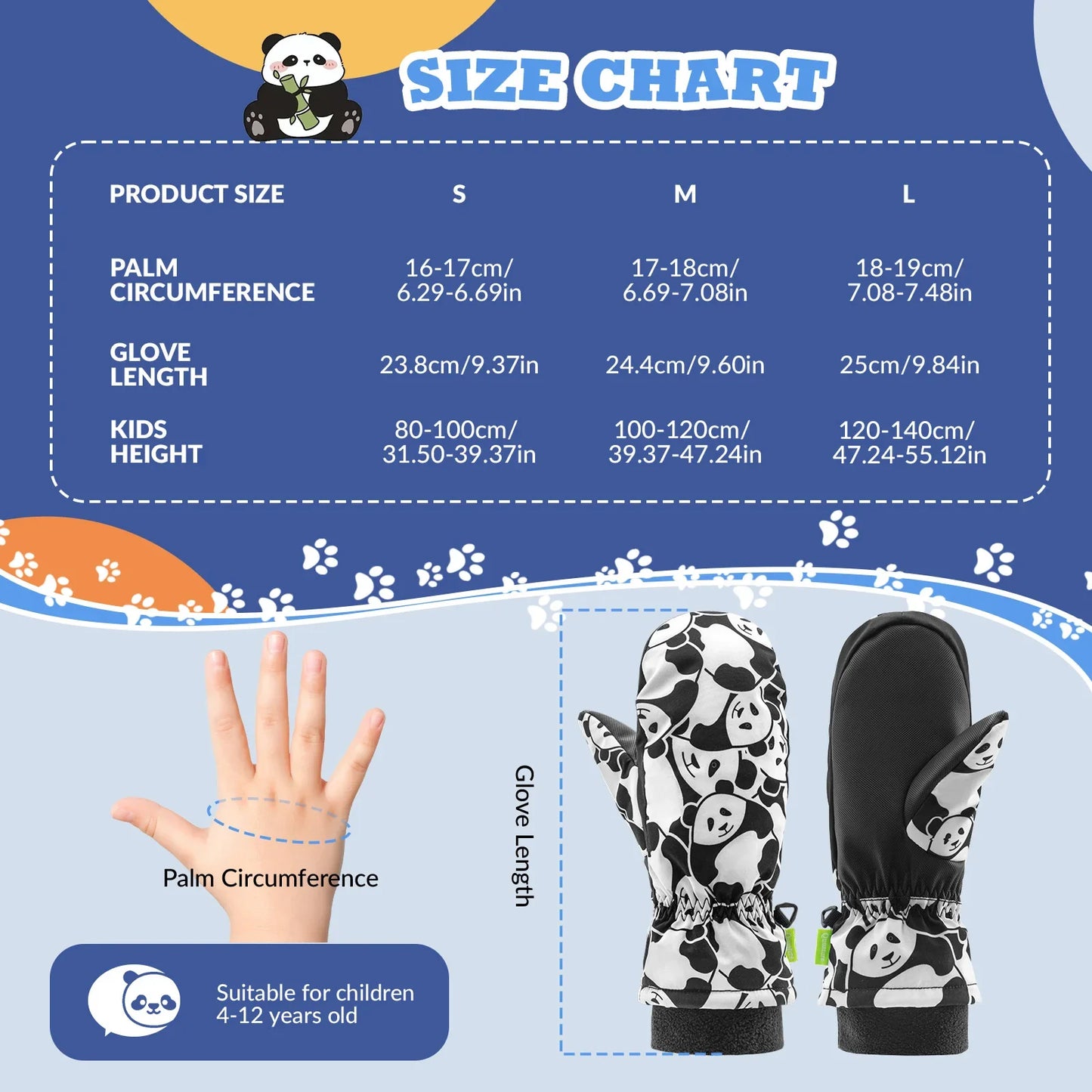 Kids Waterproof Windproof Insulated Ski Gloves