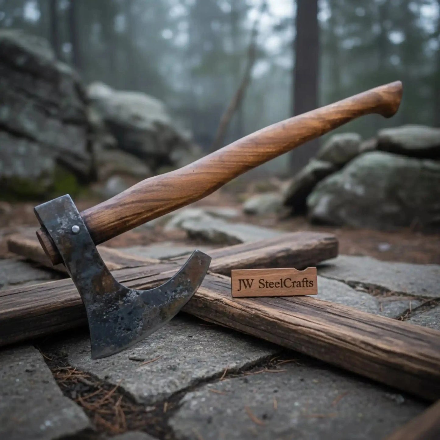 Real Forged Viking Combat Tomahawk bearded axe hatchet With Rose Wood Handle