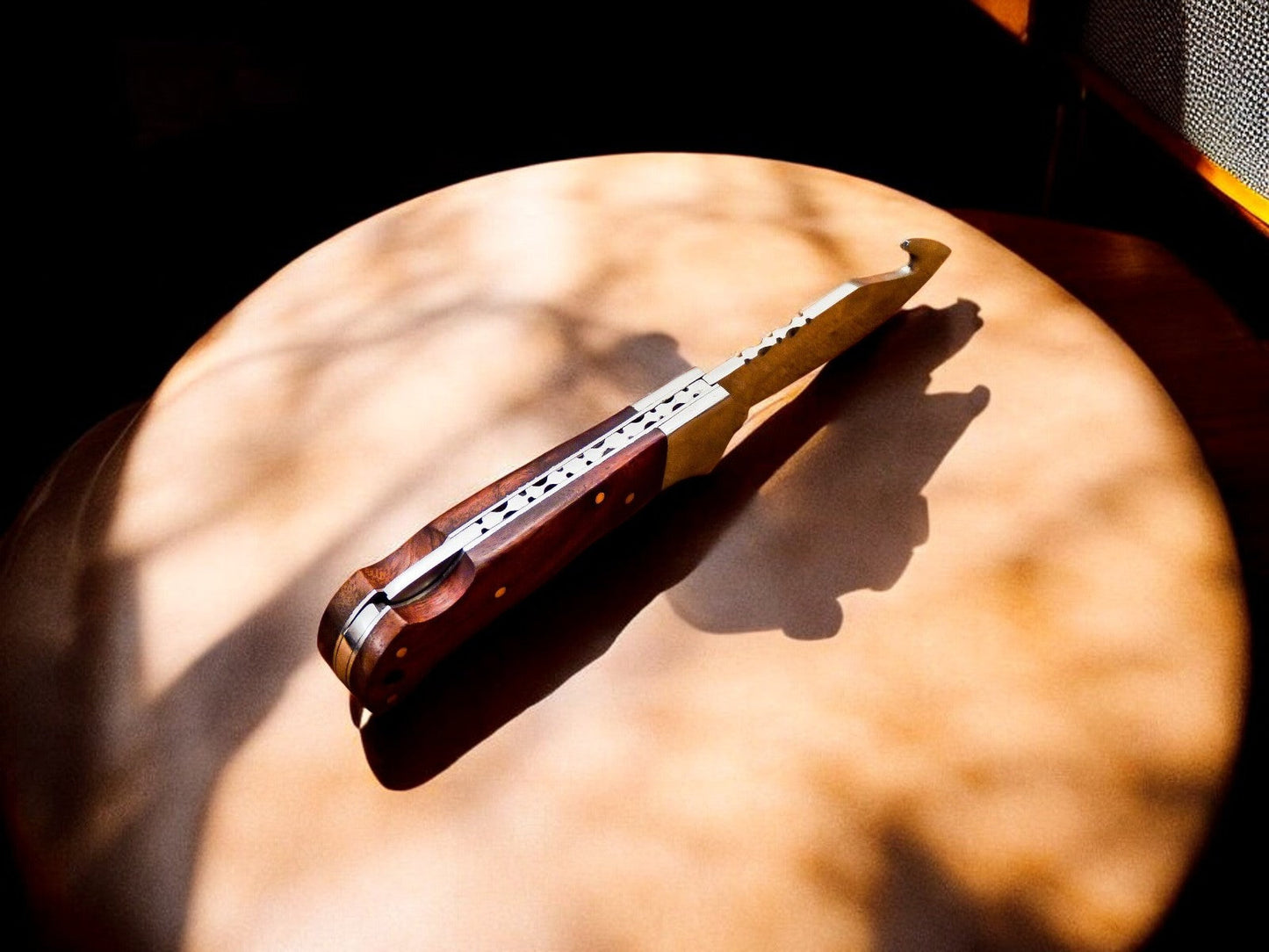 Handmade Stainless Steel Pocket Knife with Rosewood Handle