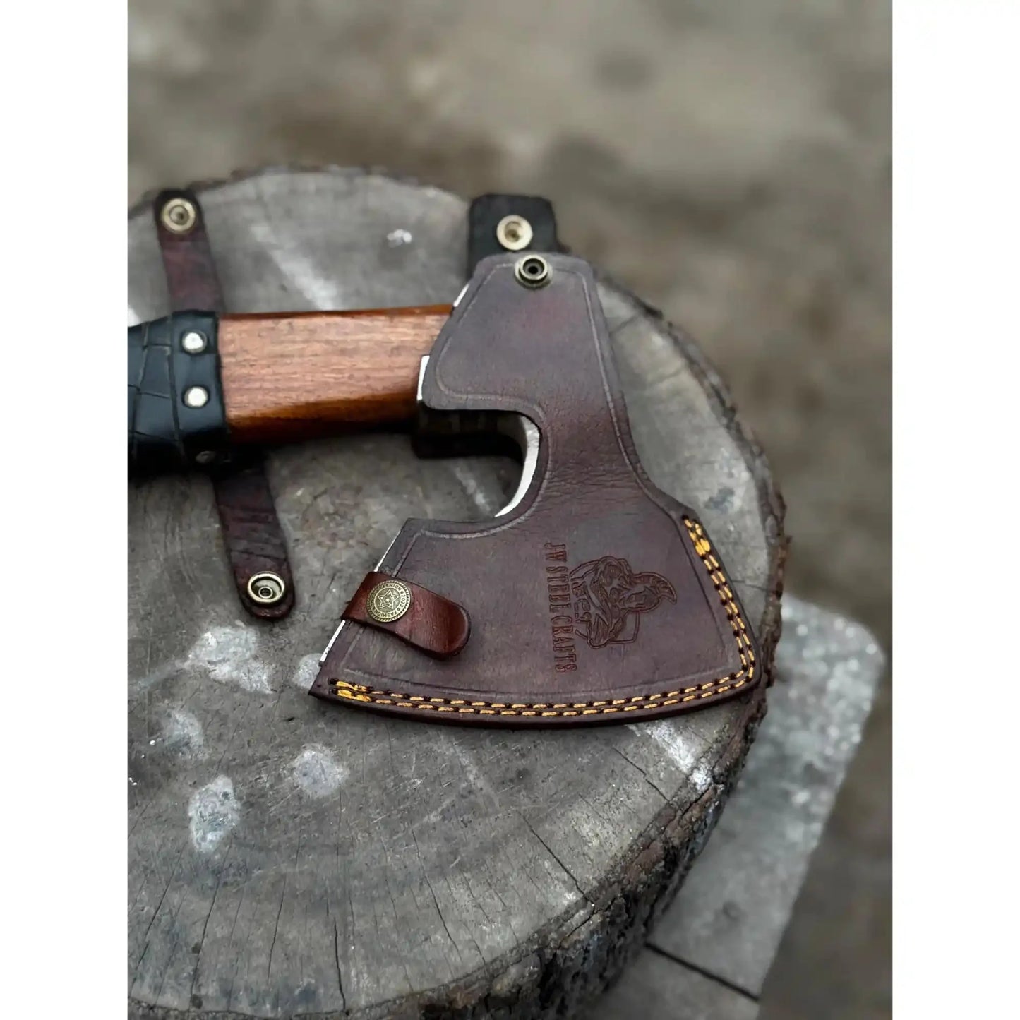 Viking Axe with Leather Wrapped Handle & Engraved Head – JW SteelCrafts