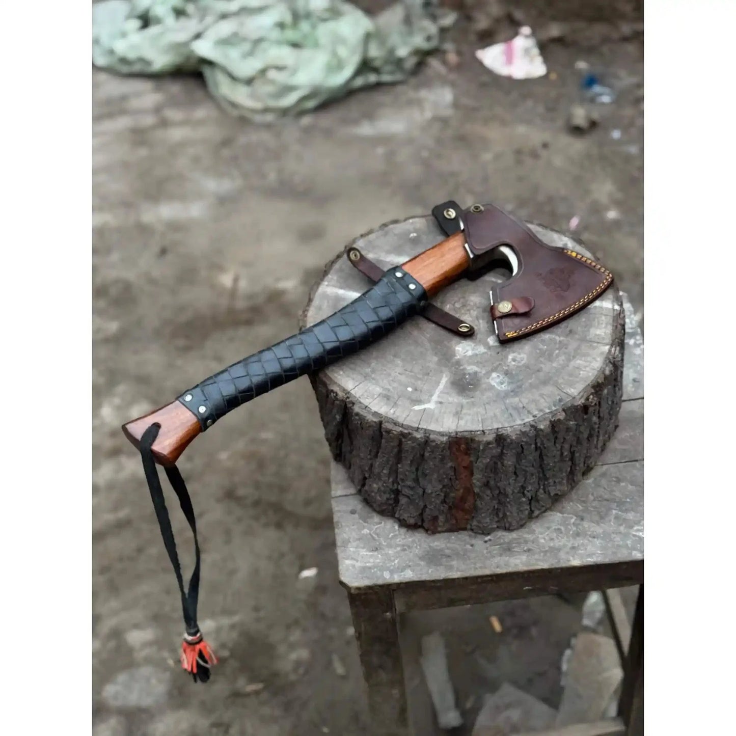 Viking Axe with Leather Wrapped Handle & Engraved Head – JW SteelCrafts